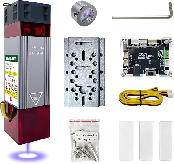LASER TREE Laser Engraving Module, 10000mW(10W) Output Module with Air Assist System, Built-in FAC, Compressed Spot CNC Carving DIY Laser Master for Laser Cutter Engraving Machine Class 4, 12V