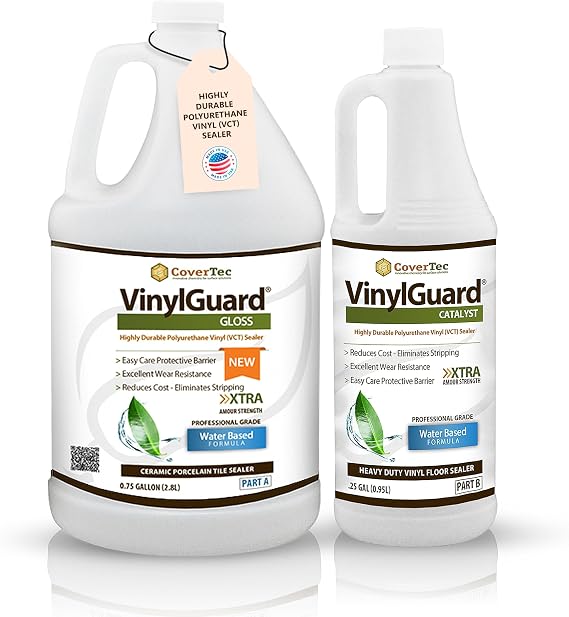 CoverTec VinylGuard Vinyl Floor Sealer | Gloss Polyurethane Coating | 1 Gal
