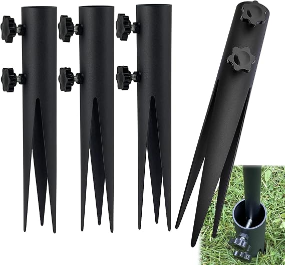 4 Pcs Steel Torch Stakes,Garden Stakes for Outdoor Lights,Metal Ground Spike Replacement Stakes for Solar Lights & Live Flame Torches,Outdoor Torch Stand Stake for Flagpoles, Fishing Rods