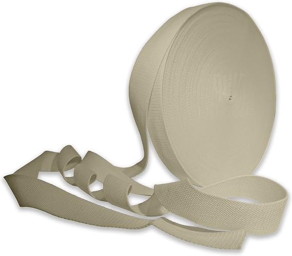 Cream 25mm Webbing 1 Inch Heavy Duty Belt Strap Upholstery Strapping Super Strong Cotton Polyester Blend for Bag Making Replacement Rucksack Backpack Luggage Straps Belts (5 Meters)