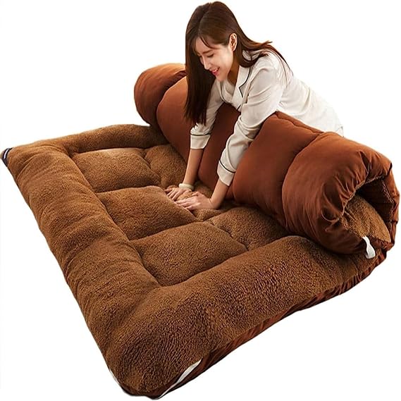 Japanese Folding Mattress, Easy-to-roll Design, Suitable for Dormitory, Home Camping and Sofa Bed, roll-up Mattress, Foldable, Simple and Convenient, with a Wide Range of Applications