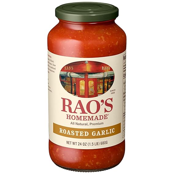 Rao's Homemade Tomato Sauce | Roasted Garlic | 24 oz | Versatile Pasta Sauce | Carb Conscious, Keto Friendly | All Natural, Premium Quality | Made with Sweet Italian Tomatoes and Caramelized Garlic