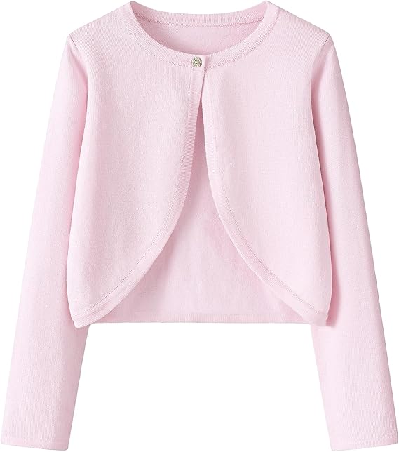 Yekaty Girls Sweaters Long Sleeve Cardigan Bolero Shrugs Button Down Closure Cover Up Tops for Toddler Kids 4-12 Years