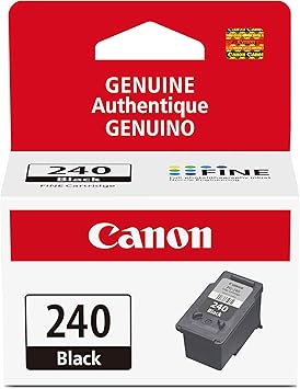 Canon PG-240 Genuine Black Ink Cartridge, Compatible with MG2120/3120/4120, MX512/432/472/372/392/522/532/452, MG2220/3220/4220/3520/3620, TS5120