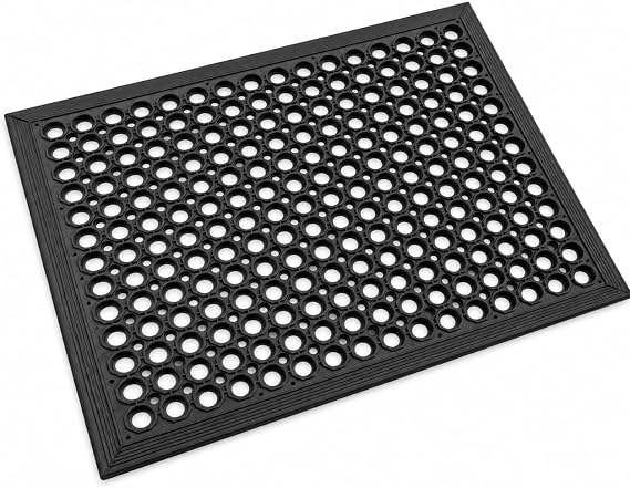 UNIMAT-Anti-Fatigue Outdoor Rubber Drainage with Non-Slip Backing Heavy Duty Mat for Restaurant Industrial Use-3'x 5' Black Mat-Ideal Bar Accessory
