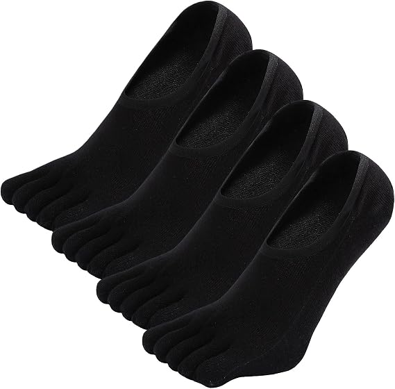 Mens No Show Cotton Socks Running Five Finger Crew Toe Socks