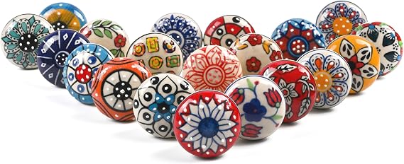RAJRANG Ceramic Drawer Knobs Cabinet Knobs Set of 20 Multicolor Antique Drawer Pulls Kitchen Knob for Cabinet and Drawers