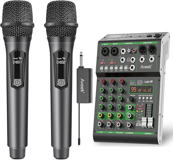 Karaoke Microphone Wireless & 4 Channel Audio Mixer