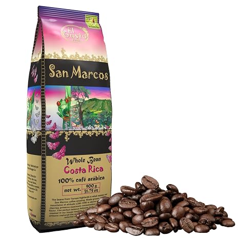 El Gusto San Marcos - SCA 83 Specialty Coffee 900g - ITI 3-Star - Whole Beans Costa Rica Tarrazú - Storage Pack - Low Acid & Mild - For Fully Automatic Machines