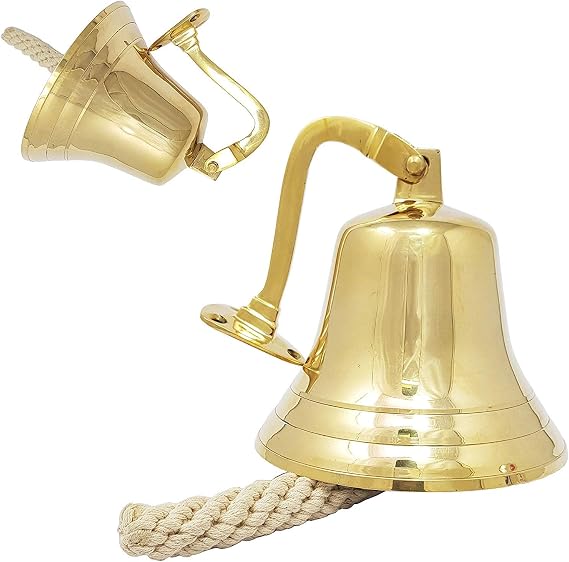 Solid Brass Ship Bell 6" Wall Hanging Bracket Pub School Dinner Maritime Home Decor Rustic Vintage Home Decor Gifts