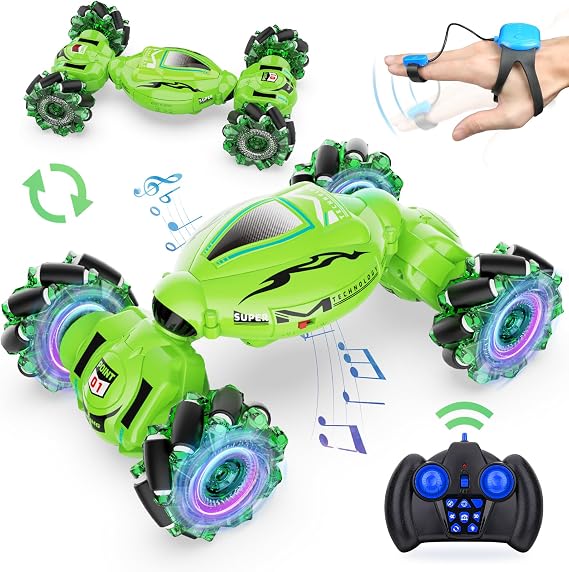 Nitigo Gesture RC Car Hand Controlled RC Car Toys for Boys Girls 6-12, 2.4GHz 360 Rotation 4WD Gesture Sensing RC Stunt Car with Light & Music, Birthday Gifts for Kids