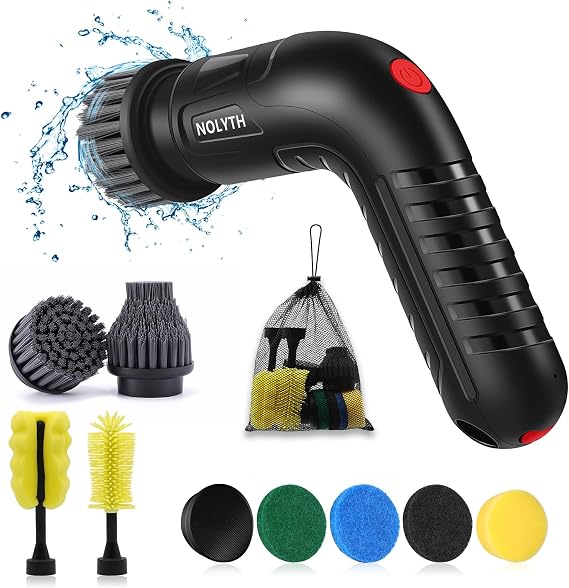 Electric Scrubber for Cleaning Bathroom: Cordless Spin Brush for Shower Tub Tile Floor - 2 Speed 8 Replaceable Heads IPX7 Waterproof 90 Mins Working Time - Ergonomic Design for Arthritis