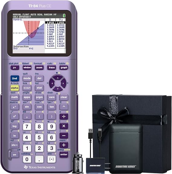 Texas Instruments TI-84 Plus CE Graphing Calculator, Infinitely Iris | Color Screen, Built-in Apps, Included Software, Test-Permitted, for Math, Science and Finance | Signature Series Gift Bundle