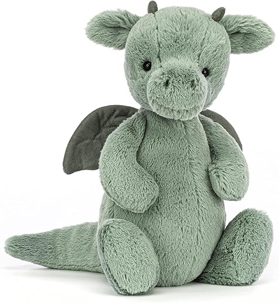Jellycat Bashful Dragon Stuffed Animal, Medium 12 inches - Mythical Plush Toy - Classic Children's Gift