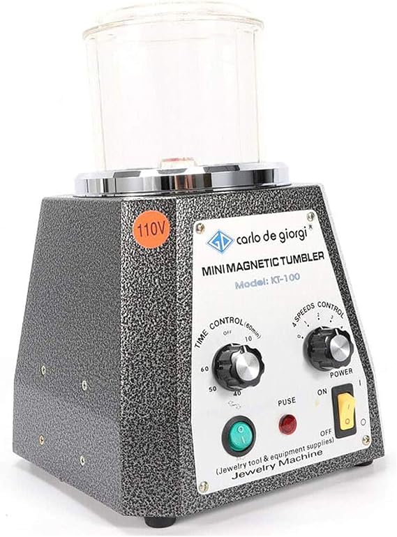 Jewelry Polisher Tumbler 3.93 Inch Mini Magnetic Grinding and Polishing Machine 4 Speeds Control 2000rpm 100mm Magnetic Tumbler Jewelry Polisher Finisher Diamonds Finishing Machine