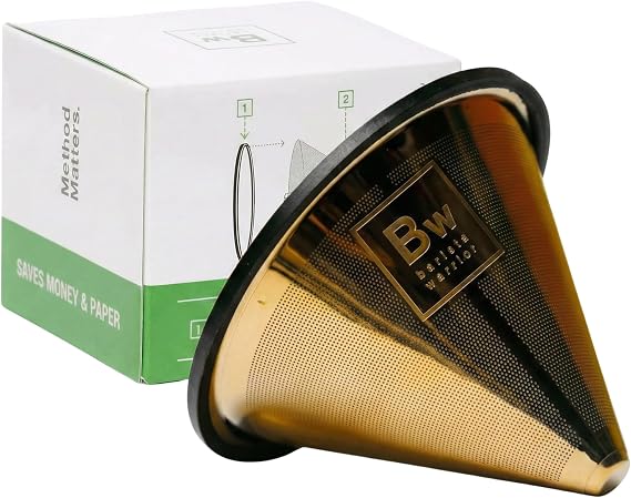 Barista Warrior Reusable Coffee Filter, Pour Over Dripper, Gold
