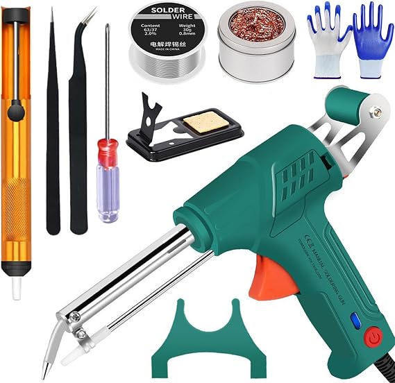 Internally Heated Industrial Laser Welding Tools, 2025 New Industrial Laser Welding Machine, Automatic Tin Feeding, Internally Heated Manual Soldering Gun for Industrial & DIY (External Heat-Green)