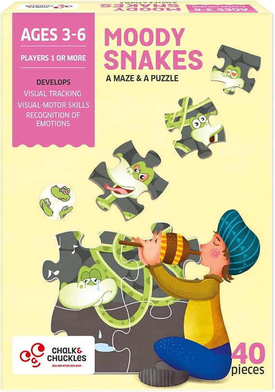 Chalk and Chuckles Moody Snakes Fun Emotion Recognition and Maze Puzzle Game for Kids Ages 4+