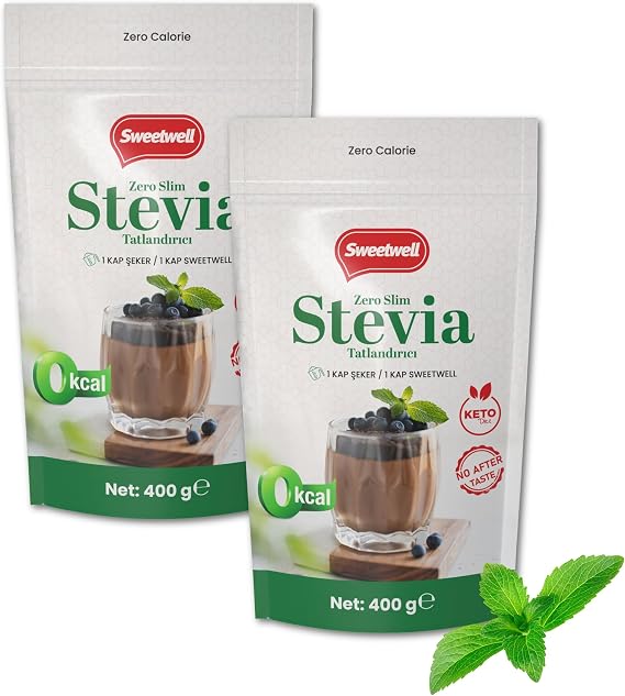 Sweetwell Zero Slim Stevia & Eritritol Tatlandırıcı 400 Gr x 2 Adet Şekersiz, 0 Kalori, Keto ve Vegan Uyumlu