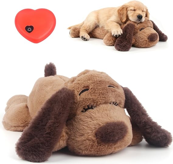BEVERLYSHARK Heartbeat Puppy Toy Dog Anxiety Relief Calming Aid Heartbeat Stuffed Animals Pet Comfort Cuddle Sleep Aid Puppy Behavioral Training Aid Toy for Dog Cat