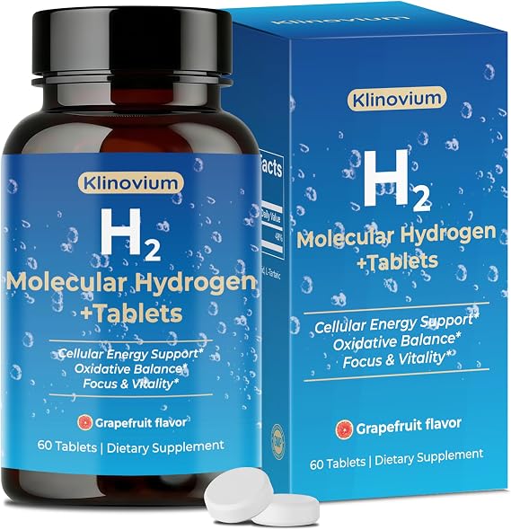 Hydrogen Water Tablets, Molecular Hydrogen Tablets with Magnesium, 12PM h2 Molecular Hydrogen, Supports Cellular Health, Oxidative Balance, Focus & Vitality, 60Counts(1 Pack)