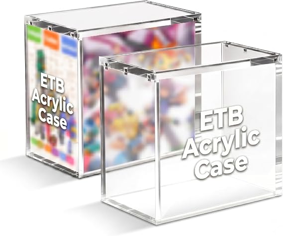 Acrylic Elite Trainer Box Case Display Stackable 1 Pack - 8 Strong Magnets, 8mm/5mm Reinforced Edge, Dustproof Collector Storage ETB Protector Case for Elite Trainer Box