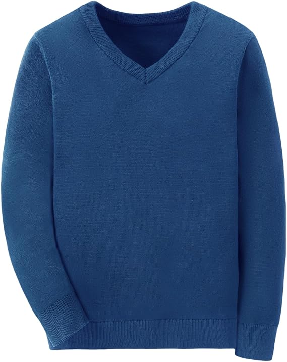 Boys School Uniform Sweater Kids Long Sleeve V Neck Pullover Knitted Jumper Fall Winter Clothes 9-16 Years