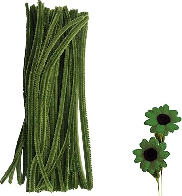 Zorveiio 300Pcs Pipe Cleaners Craft Supplies Bulk - Green, 12 Inch Fuzzy Chenille Stems for DIY Crafts, Decorations, Halloween, Christmas, Valentines Day