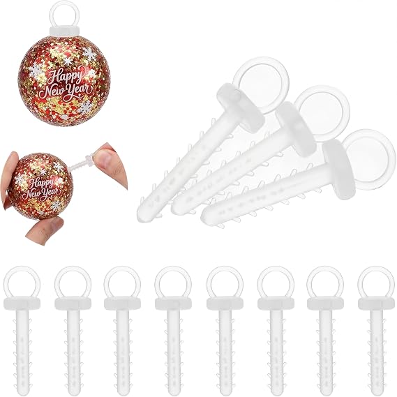 iplusmile 100Pcs 2026 New Year Foam Ornaments Hanger Caps - Ornament Ball Pendant Topper Caps - Precut Hanging Ropes Fasteners for New Year Party Decor Supply