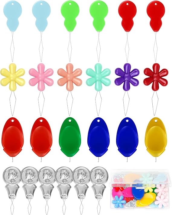 FIVEIZERO Needle Threaders Kit 24 PCS Needle Threader for Hand Sewing,4 Type Simple Needle Threaders for Needles,Needle Threader for Sewing Machine & Embroidery Floss with Clear Storage Box