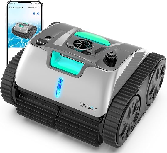 (2026 Upgraded) WYBOT C1 Max Inground Pool Vacuum Robot with APP, Manual Mode Switching, 180~210 Mins, Smart Navigation for 2152 sq.ft, Floor & Wall Climbing Pool Cleaner-Light Gray