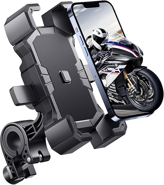Delobon Bike Phone Holder Handlebar,Motorcycle Phone Mount,ATV Cell Phone Clamp,Scooter Phone Clip for iPhone 15 ProMax14 13 12plus, Samsung S24 Ultra S23 and More 4.7"" to 7.0"" inch Phone