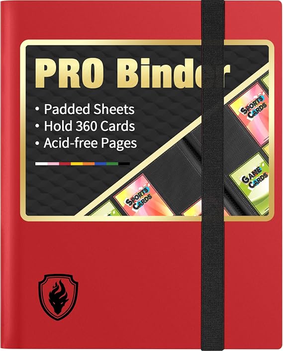 Heavy Duty Card Binder, Fabmaker 9 Pocket Trading Card Binder for 360 Cards