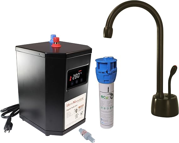 Westbrass DT1F271-12 Develosah 9" 1-Handle Hot Water Dispenser Faucet with HotMaster DigiHot Digital Tank System and In-line Water Filter, Oil Rubbed Bronze