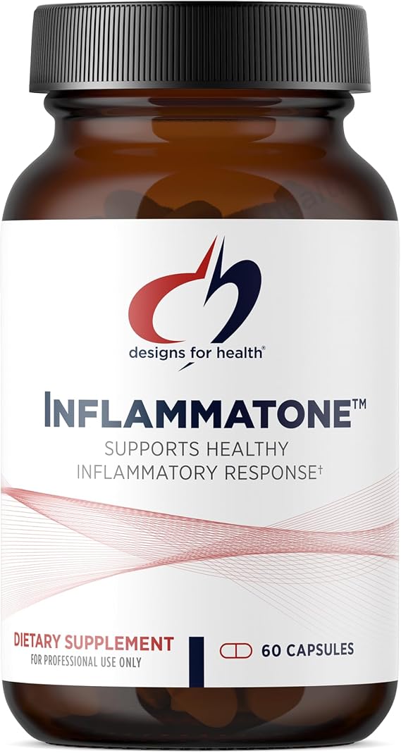 Designs for Health Inflammatone, 60 Capsules | Turmeric with Proteolytic Enzymes, Boswellia, Quercetin & Resveratrol, Non-GMO