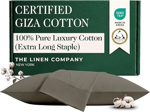 100% Pure Luxury Cotton Queen Size Pillowcases - 2Pcs, Dark Grey