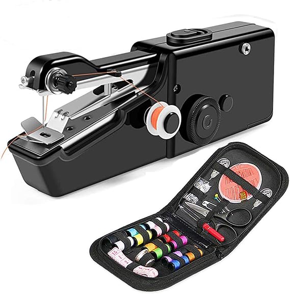 Handheld Sewing Machine, Mini Electric Stitching Machine, Portable Cordless Handheld Electric Sewing Machine with Thread Kit, for Fabric and Clothing, Home Travel Use Black