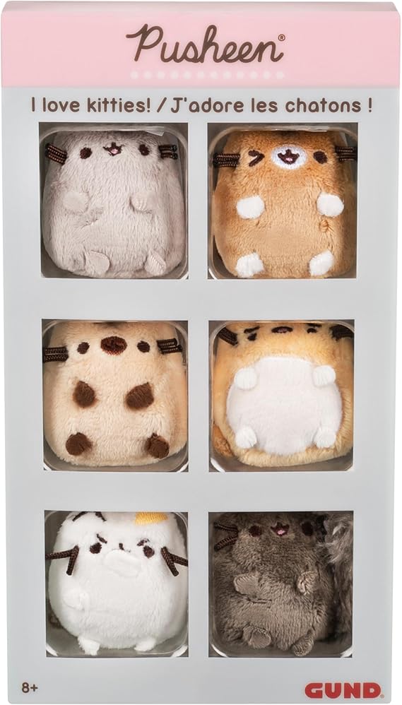 GUND Pusheen Comic Collector I Love Kitties Set of 6 Plush Stuffed Animal Cats, 2"