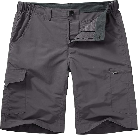 Mens Cargo Hiking Fishing Shorts Quick Dry Lightweight Stretch Waist Shorts | Cargo Shorts, Outdoor Casual Travel Shorts,Water Resistant, Expandable Elastic Waist,Sun Protection,Breathable Wicking Fabric