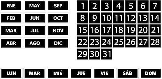 Whiteboard Calendar Magnet Spanish Bundle (Dates, Days of The Week, Months) by DCM Solutions (Blue, 0.5"x0.5")