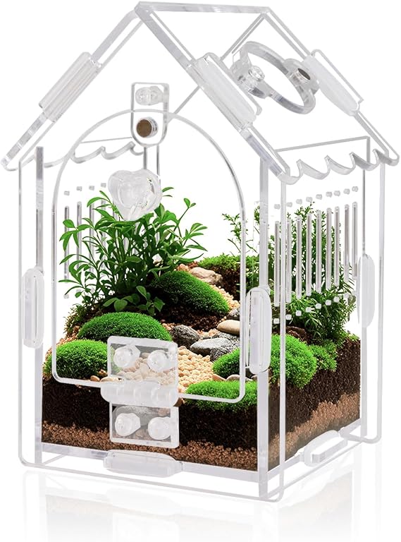 YUEHUA Acrylic Reptile Transport Box Mini Reptile Breeding Box for Snails,Tarantula, Lizards, Scorpions, Beetles (8 x 8 x 14 cm)