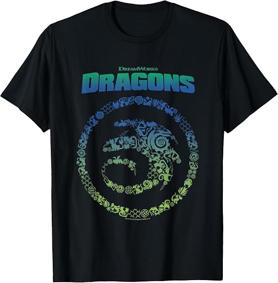 How to Train Your Dragon Toothless Vintage Symbols Logo T-Shirt, Men, Black, 3X-Large