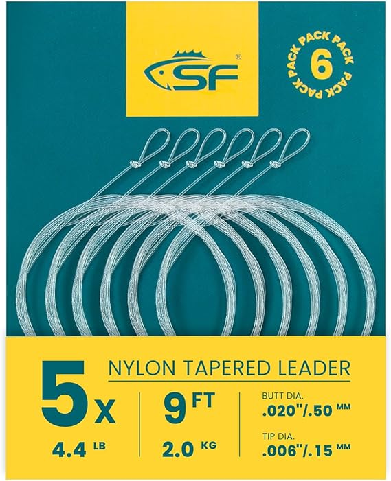 SF 6 Pcs Pre Knotted Nylon Fly Fishing Line 2.3m 2.7m 3.6m 0x1x2x3x4x5x6x7mm