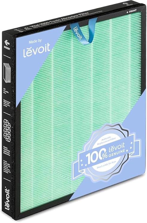 LEVOIT Genuine Vital 100S-P Air Purifier Toxin Absorber Replacement Filter, Supports HEPA Sleep Mode, HighEfficiency Activated Carbon for Removal of Odor, Pollen, Vital 100S-RF-TX, Green (Pack of 10)