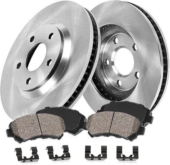 Callahan BRAKE PARTS Front Brake Kit for 5-Lug Dodge Ram 1500 Durango Chrysler Aspen Drilled & Slotted Disc Brakes Rotors and Ceramic Brake Pads Replacement