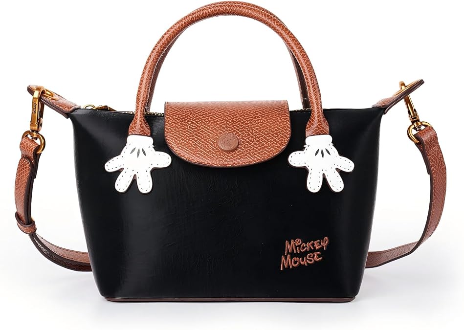 MINISO Disney Mickey Mouse Small Crossbody Bag, Handbags Purses with Adjustable Strap for Women, Ladies Shoulder Totes Bag with Zipper Pockets for Phone Wallet Keys