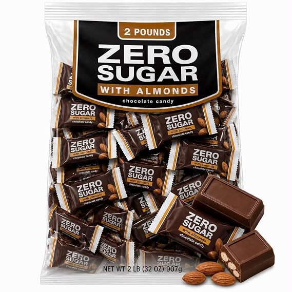 Zero Sugar Milk Chocolate Candy with Almonds, Bulk Bag, 2 lb