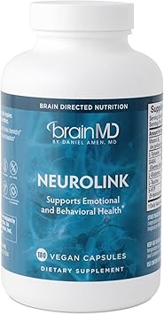 BRAINMD Dr Amen NeuroLink - 180 Capsules - Promotes Optimal Brain Function, Focus & Concentration - Gluten Free - 45 Servings