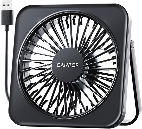 Gaiatop USB Desk Fan, 5 Inch Small Portable Table Desktop Fans with Strong Wind Ultra Quiet 3 Speeds and 180 Tilt Folding, Mini Personal Cooling Essentials For Office Home Bedroom Dorm Kitchen