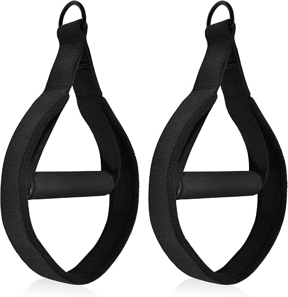 Pilates Double Loop Straps for Pilates Reformer, Fitness D Ring Straps Handle, Pilates Accessories Yoga Exercise Straps Pilates Accessories for Home Gym Workout 2 PCS- Black With Handle